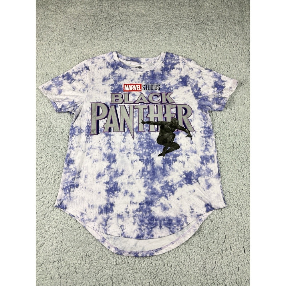 Marvel Womens Large T-Shirt Black‎ Panther Wakanda Forever Purple Tie Dye Shirt